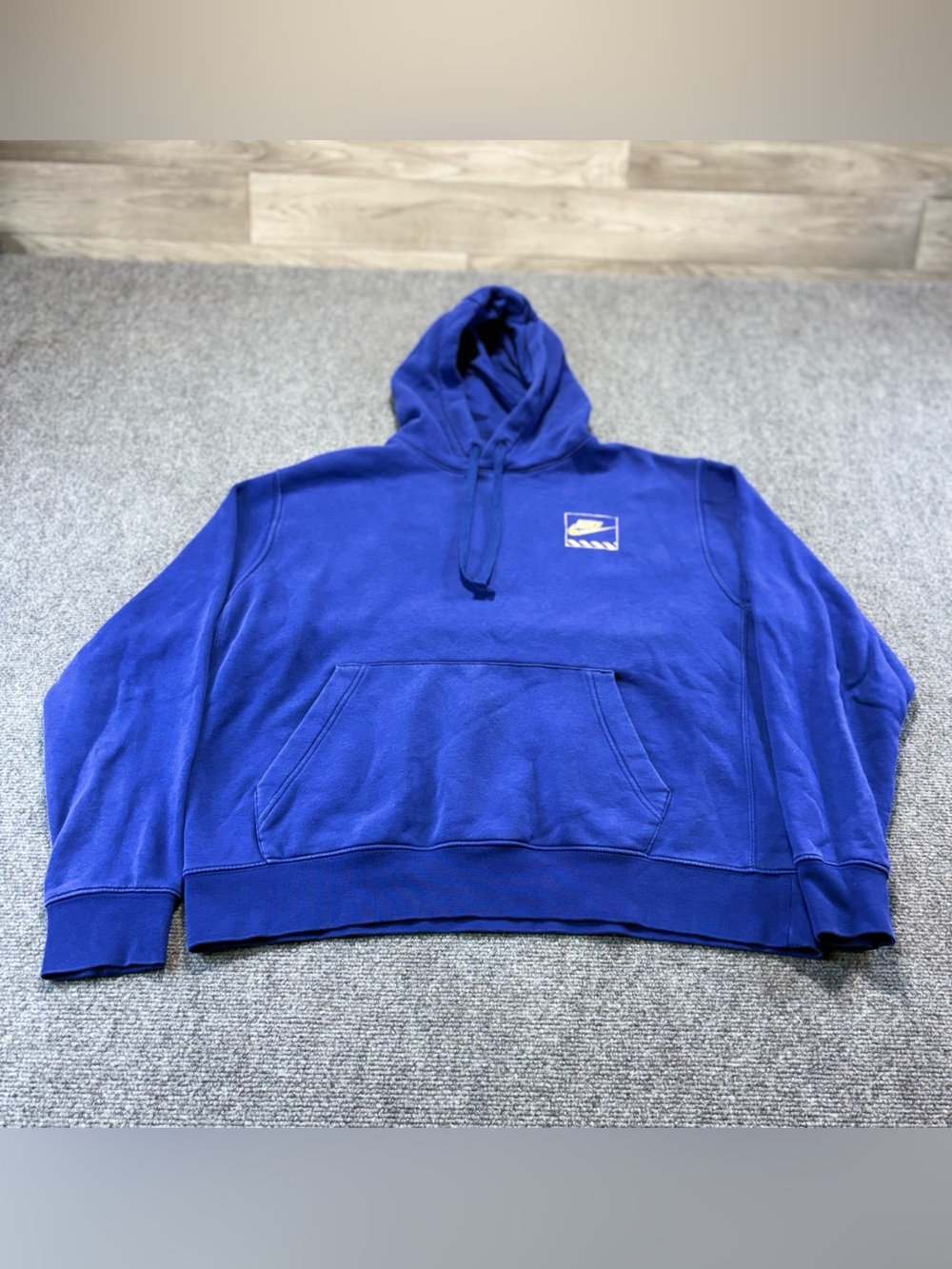 Nike Blue Hoodie Graphic Back Print Pullover Sweatshirt Men's Size L Rare